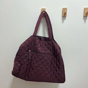 Quilted Burgundy Overnight Bag